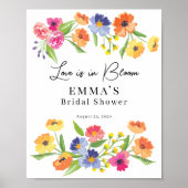 Bright Flower Garden Pink Orange Welcome Sign ポスター (正面)