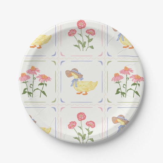 Bright Flowers and Ducks ペーパープレート (正面)