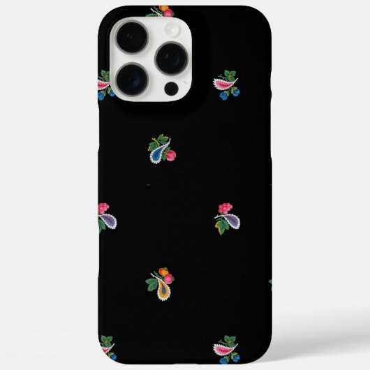 Bright Flowers, Leaves and Paisleys Black Case-Mate iPhoneケース (裏面)