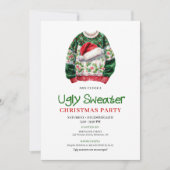 Bright Funny Ugly Sweater Christmas Invite 招待状 (正面)