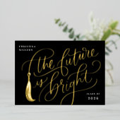 Bright Future Gold Foil Graduation Invitation Card 箔招待状 (立ち正面)