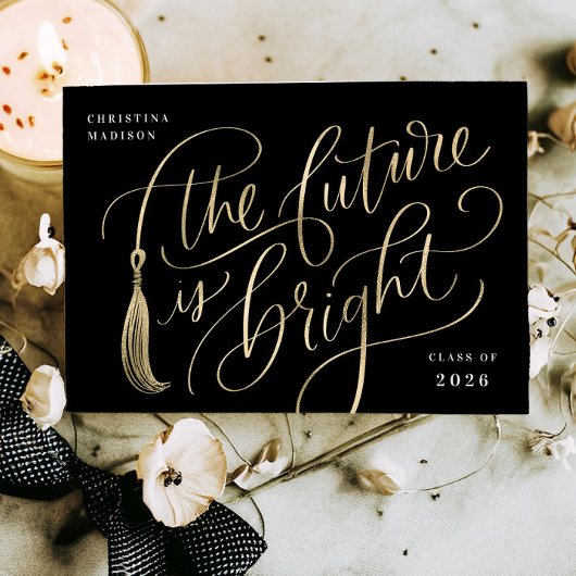 Bright Future Gold Foil Graduation Invitation Card 箔招待状