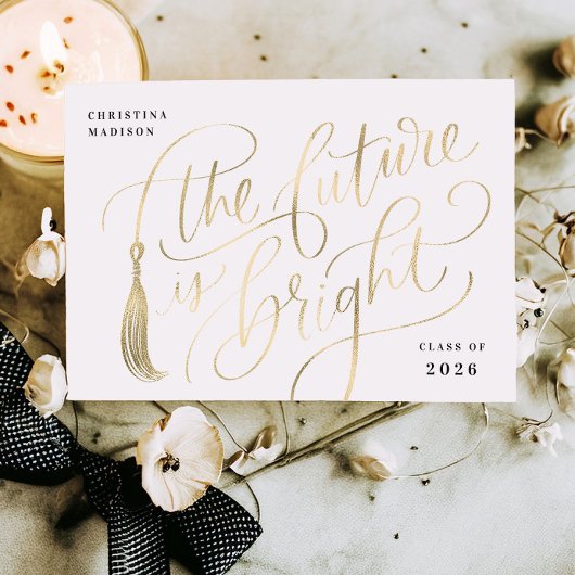 Bright Future Gold Foil Graduation Invitation Card 箔招待状
