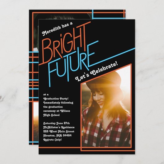 Bright Future Graduation Partyの発表 招待状 (正面/裏面)
