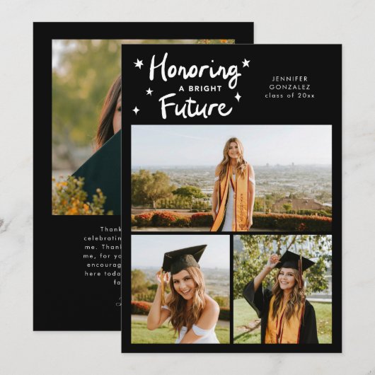 Bright Future Stars Multi Photo Black Grad 案内状 (正面/裏面)
