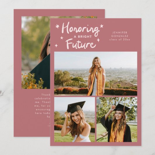 Bright Future Stars Multi Photo Pink Grad 案内状 (正面/裏面)