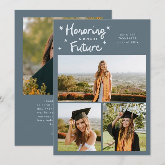 Bright Future Stars Multi Photo Slate Blue Grad 案内状 (正面/裏面)