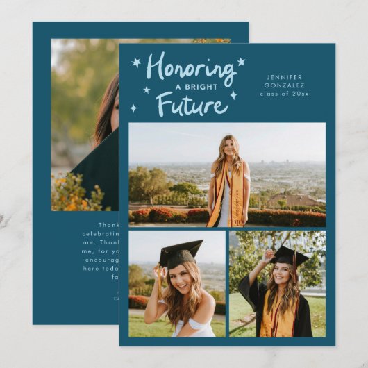Bright Future Stars Multi Photo Teal Grad 案内状 (正面/裏面)