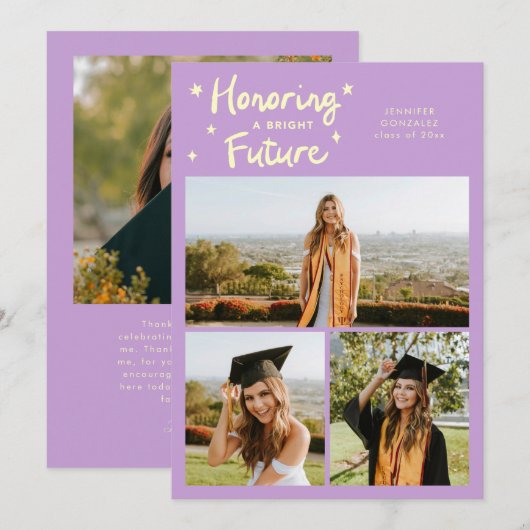 Bright Future Stars Multi Photo Wisteria Grad 案内状 (正面/裏面)