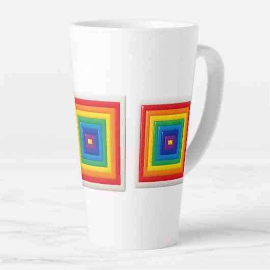 Bright Geometric Pop Art  カフェラテマグ (右アングル)