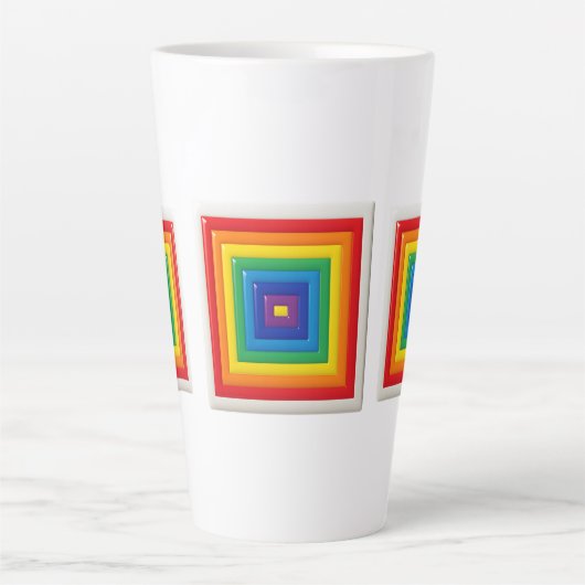 Bright Geometric Pop Art  カフェラテマグ (正面)