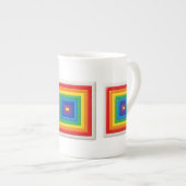 Bright Geometric Pop Art ボーンチャイナマグカップ (正面右)
