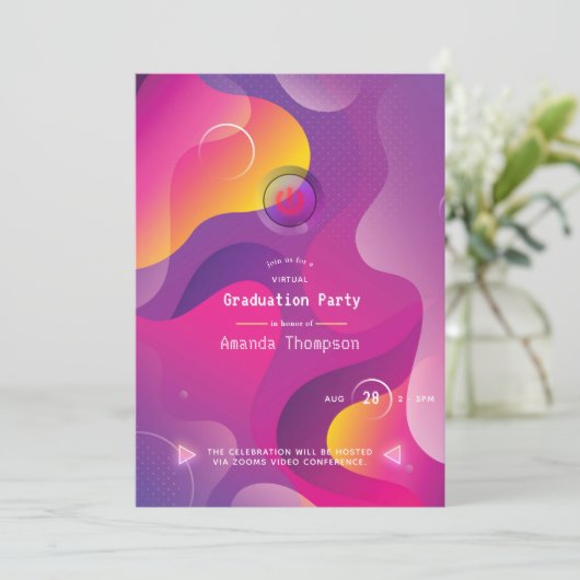 Bright Glow Geometric Virtual Graduation Party 招待状 (スタンド正面)