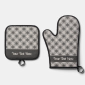 Bright Gray and Winter White Snowflake Pattern 鍋つかみ&鍋敷きセット (正面)