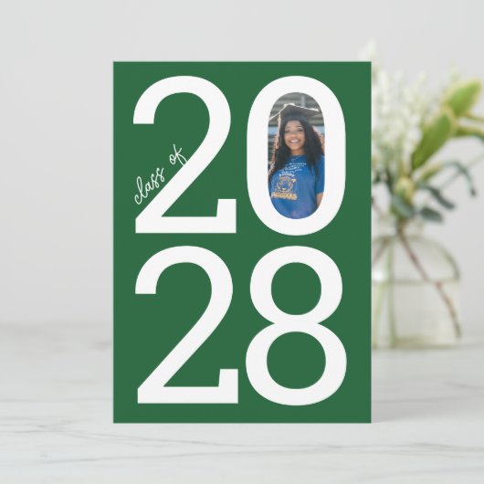 Bright Greenモダン Class Year & Photo Gradation 案内状 (スタンド正面)