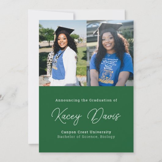 Bright Greenモダン Class Year & Photo Gradation 案内状 (裏面)