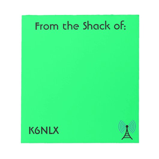 Bright Green Amateur Radio Call Sign Notepad ノートパッド (正面)