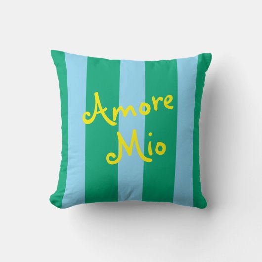 Bright Green and Blue Stripes | Amore Mio クッション (正面)