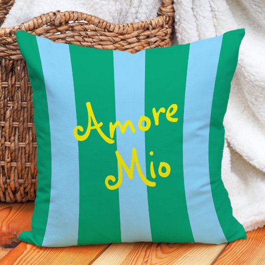 Bright Green and Blue Stripes | Amore Mio クッション