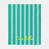 Bright Green and Blue Stripes | Ciao Bella フリースブランケット (正面)