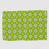 Bright green and white floral patterned ゴルフタオル (横)