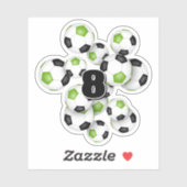 bright green black soccer balls personalized シール (シート)
