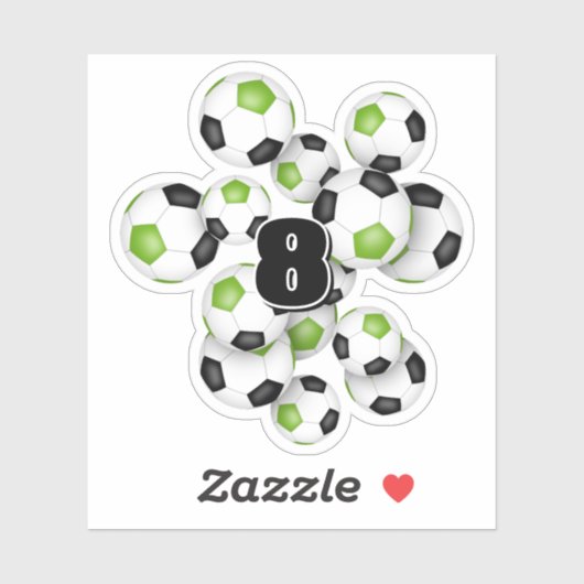 bright green black soccer balls personalized シール (シート)