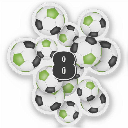 bright green black soccer balls personalized シール (正面)