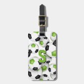 bright green black soccer club colors monogrammed ラゲッジタグ (正面縦)
