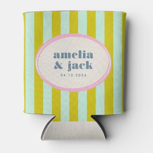 Bright Green Blue Maximalist Blooming Joy Wedding 缶クーラー (正面)