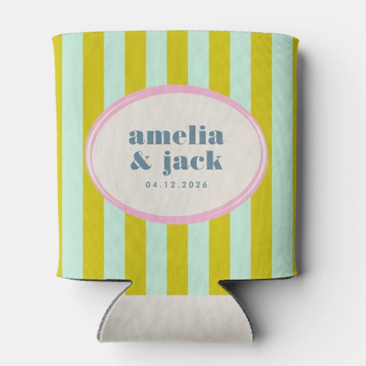 Bright Green Blue Maximalist Blooming Joy Wedding 缶クーラー (裏面)