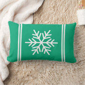 Bright Green Blue White Racing Stripes Snowflake ランバークッション (ブランケット)