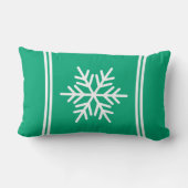 Bright Green Blue White Racing Stripes Snowflake ランバークッション (裏面)