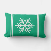 Bright Green Blue White Racing Stripes Snowflake ランバークッション (正面)