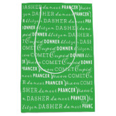 Bright Green Christmas Gift Bag | Santa's Reindeer ミディアムペーパーバッグ (正面)