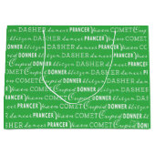 Bright Green Christmas Gift Bag | Santa's Reindeer ラージペーパーバッグ (正面)