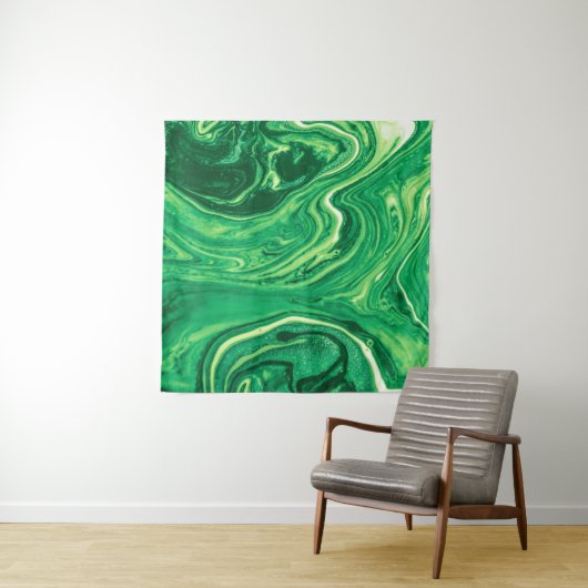 Bright Green Creative Mixed Textile Design. Grunge タペストリー (インサイチュ(横))