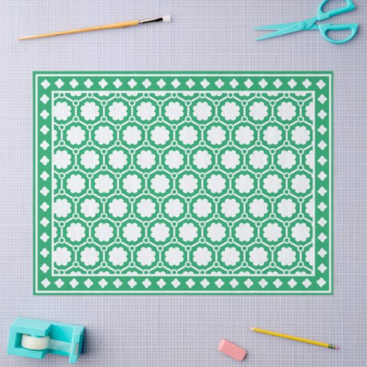Bright Green Geometric Bone Inlay Decoupage Paper 薄葉紙 (クラフト)