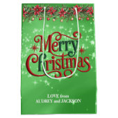 Bright Green Merry Christmas ミディアムペーパーバッグ (裏面)