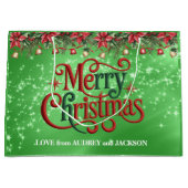Bright Green Merry Christmas ラージペーパーバッグ (正面)
