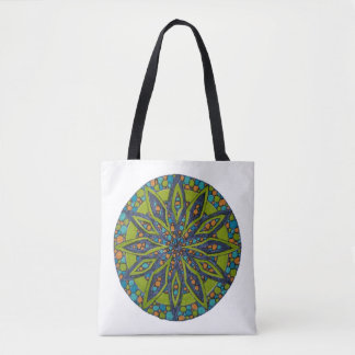 Bright Green/Navy Starburst Mandala Tote Bag トートバッグ