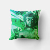 Bright Green Ombre Buddha Meditation Zen クッション (裏面)