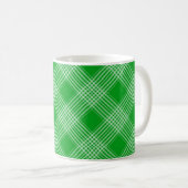 Bright Green Plaid Checked Pattern コーヒーマグカップ (正面右)