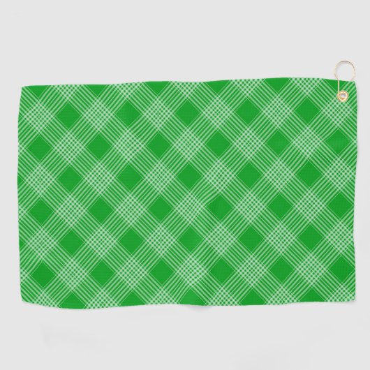 Bright Green Plaid Checked Pattern ゴルフタオル (横)
