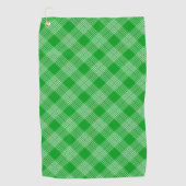 Bright Green Plaid Checked Pattern ゴルフタオル (正面)