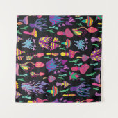 Bright,hallucinogenic,decorative,fantastic mushroo タペストリー (正面(横))