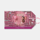 Bright Happy Birthday Pattern Background  ギフトタグ (正面(横))