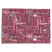 Bright Happy Birthday Pattern Background Gift Bag ラージペーパーバッグ (裏面)