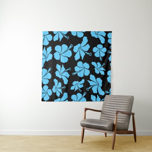 Bright hawaiian seamless pattern with tropical hib タペストリー (インサイチュ(横))