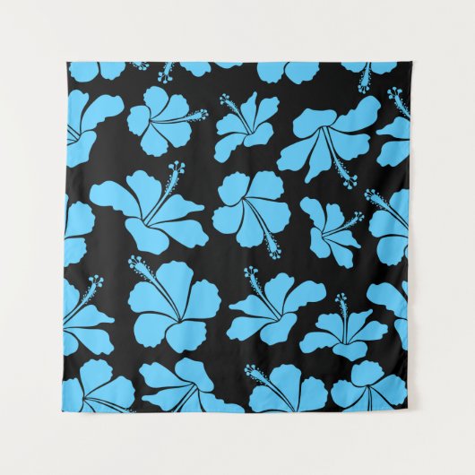 Bright hawaiian seamless pattern with tropical hib タペストリー (正面)